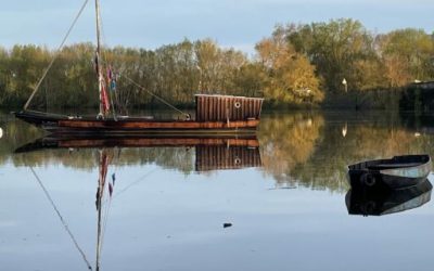 Bouchemaine, soleil couchant sur des bateaux